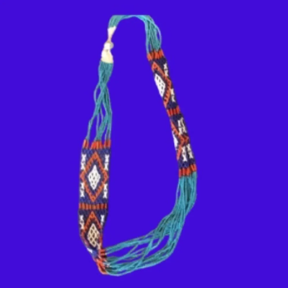Handmade VTG 60’s belt/necklace glass bead Hand Crafted blue turquoise orange
